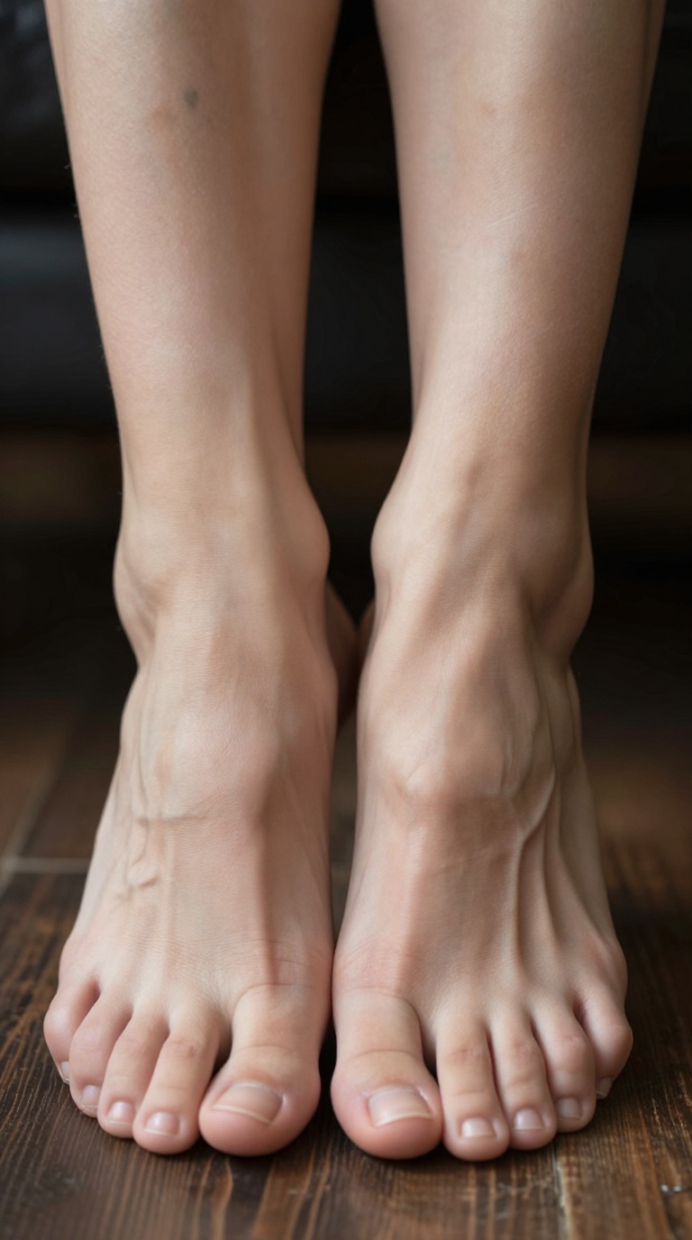 Editorial Foot Photography: transparent pvc mules, smooth skin